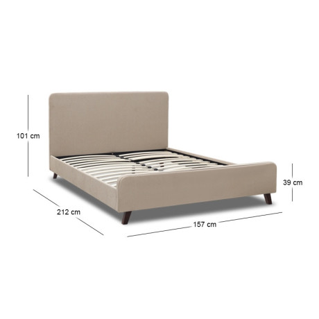 Κρεβάτι Ovelia Megapap Υφασμάτινο Χρώμα Μπεζ 150x200εκ.