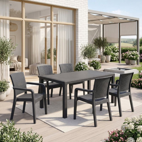 Τραπέζι Πολυπροπυλενίου Kalan Megapap Χρώμα Ανθρακί 150x90x75εκ.