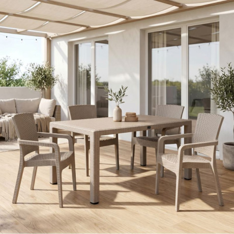 Τραπέζι Πολυπροπυλενίου Kalan Megapap Χρώμα Cappuccino 150x90x75εκ.