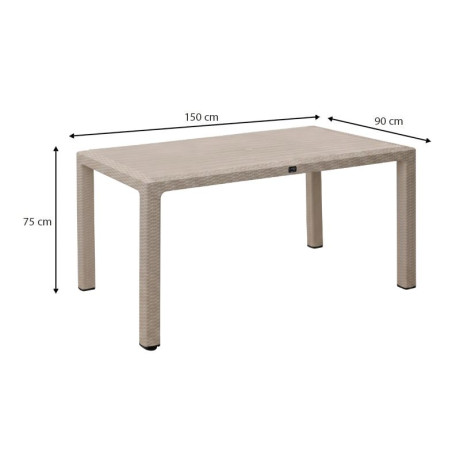 Τραπέζι Πολυπροπυλενίου Kalan Megapap Χρώμα Cappuccino 150x90x75εκ.