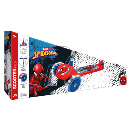 AS Scooter Plus Spider-Man με Φωτιζόμενες Ρόδες για 3+ Ετών