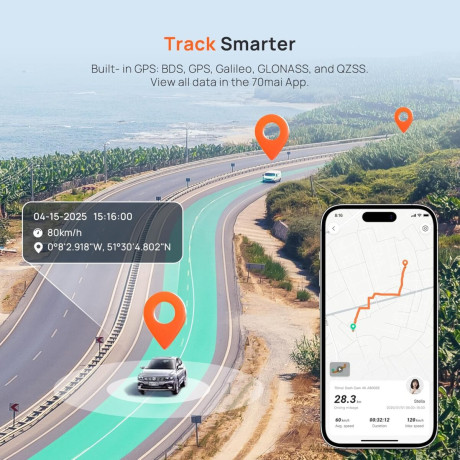 70mai A800se Dash cam 4k w. 3inch Screen - 2160p 140fov