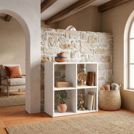 Βιβλιοθήκη Cube Megapap Χρώμα Λευκό 60x30x60εκ.