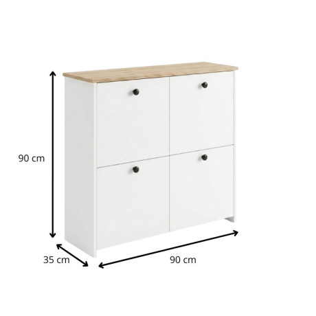 Παπουτσοθήκη Palma Megapap Χρώμα Λευκό - Sapphire oak 90x35x90εκ.