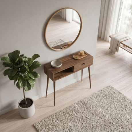 Κονσόλα Napoli Megapap Χρώμα Καρυδί 90x29x88εκ.