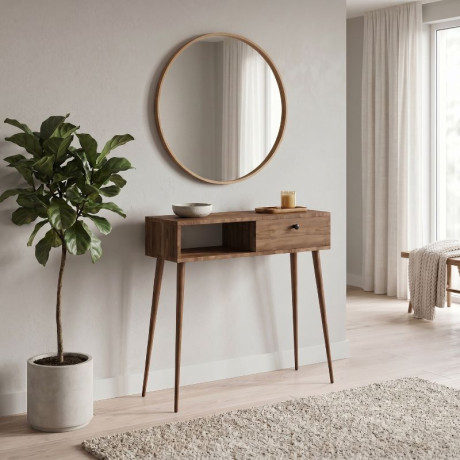 Κονσόλα Napoli Megapap Χρώμα Καρυδί 90x29x88εκ.