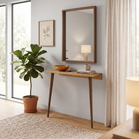 Κονσόλα Επιτοίχια Moca Megapap Χρώμα Sapphire oak 60x22x77εκ.