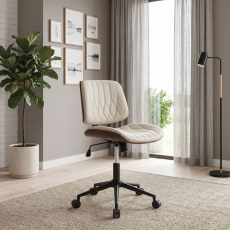 Καρέκλα Γραφείου Corina Megapap από Τεχνόδερμα Χρώμα Ανοιχτό Μπεζ 60x65x82/92εκ.