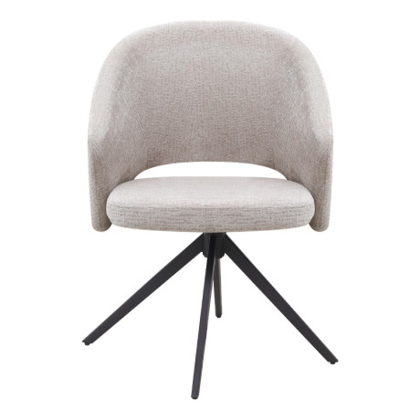 Πολυθρόνα Τραπεζαρίας Milano Megapap Περιστρεφόμενη Χρώμα Ανοιχτό Μπεζ Ύφασμα - Μεταλλικό Μαύρο Πόδι 64x64x83εκ.