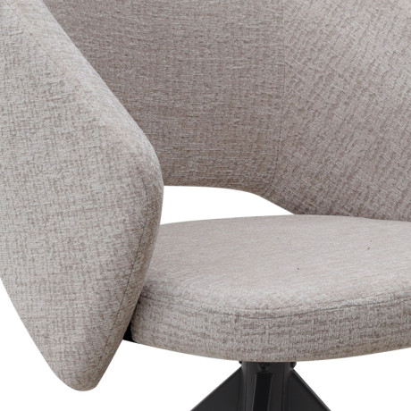 Πολυθρόνα Τραπεζαρίας Milano Megapap Περιστρεφόμενη Χρώμα Ανοιχτό Μπεζ Ύφασμα - Μεταλλικό Μαύρο Πόδι 64x64x83εκ.