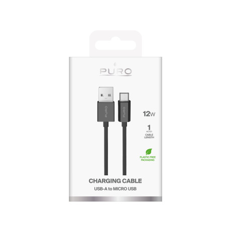 Puro Cable in TPE , USB-A Micro USB, 1m, 2.0, 12W, Black