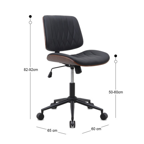 Καρέκλα Γραφείου Corina Megapap από Τεχνόδερμα Χρώμα Μαύρο 60x65x82/92εκ.