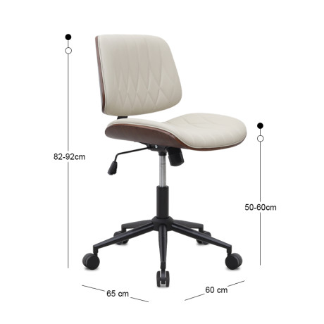 Καρέκλα Γραφείου Corina Megapap από Τεχνόδερμα Χρώμα Ανοιχτό Μπεζ 60x65x82/92εκ.