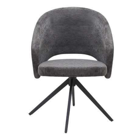 Πολυθρόνα Τραπεζαρίας Milano Megapap Περιστρεφόμενη Χρώμα Ανθρακί Ύφασμα - Μεταλλικό Μαύρο Πόδι 64x64x83εκ.