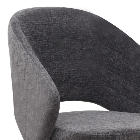 Πολυθρόνα Τραπεζαρίας Milano Megapap Περιστρεφόμενη Χρώμα Ανθρακί Ύφασμα - Μεταλλικό Μαύρο Πόδι 64x64x83εκ.