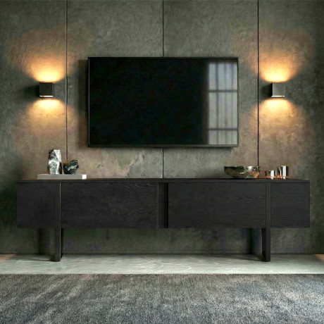 Έπιπλο Τηλεόρασης Luxe Megapap Χρώμα Black Wood 180x30x50εκ.