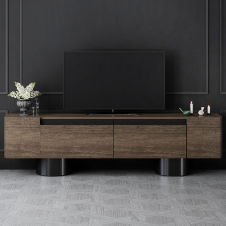 Έπιπλο Τηλεόρασης Haven Megapap Χρώμα Καρυδί 180x30x50εκ.