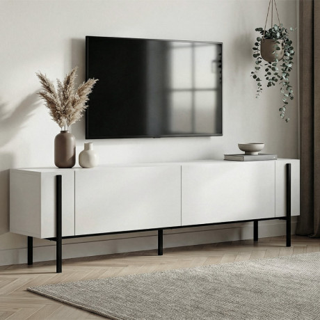 Έπιπλο Τηλεόρασης Nexus Megapap Χρώμα Λευκό 180x30x45,5εκ.
