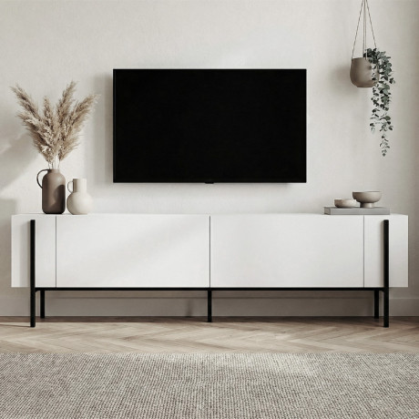 Έπιπλο Τηλεόρασης Nexus Megapap Χρώμα Λευκό 180x30x45,5εκ.