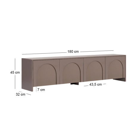 Έπιπλο Τηλεόρασης Aurelia Megapap Χρώμα Μόκα 180x32x45εκ.