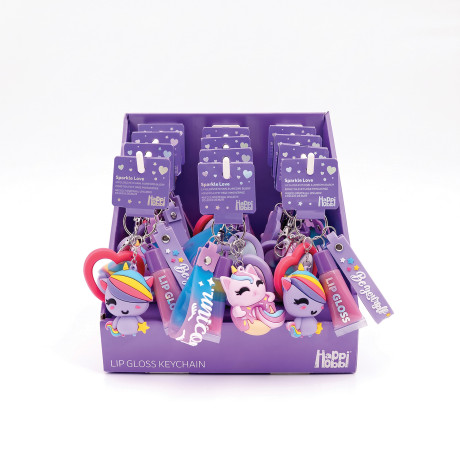 HappiHobbi Μπρελόκ με Lip Gloss & Φιγούρα Μονόκερο σε 2 Σχέδια για 6+ Ετών