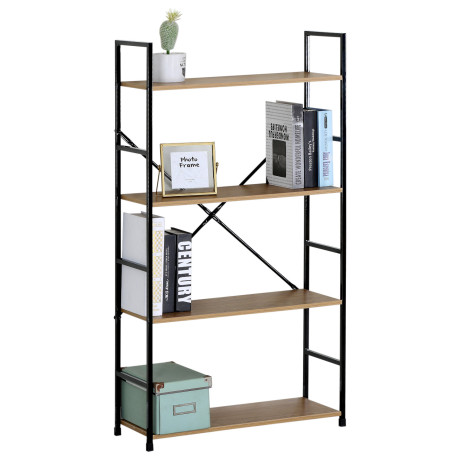 Ραφιέρα ArteLibre DARROW Με 4 Ράφια Δρυς/Μαύρο Μοριοσανίδα/Μέταλλο 58.6x23.5x112cm