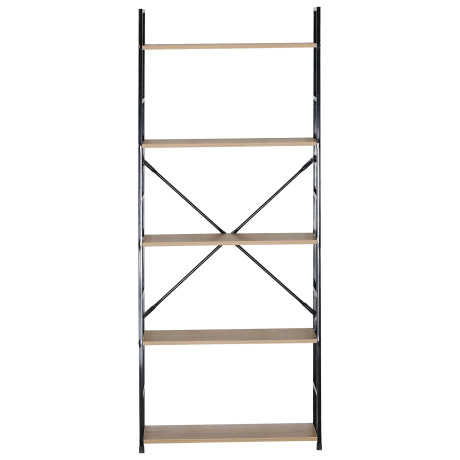 Ραφιέρα ArteLibre DARROW Με 5 Ράφια Δρυς/Μαύρο Μοριοσανίδα/Μέταλλο 58.6x23.5x144cm