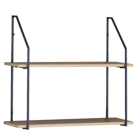 Ραφιέρα Τοίχου ArteLibre OLVAN Δρυς/Μαύρο MDF/Μέταλλο 65x20x52cm