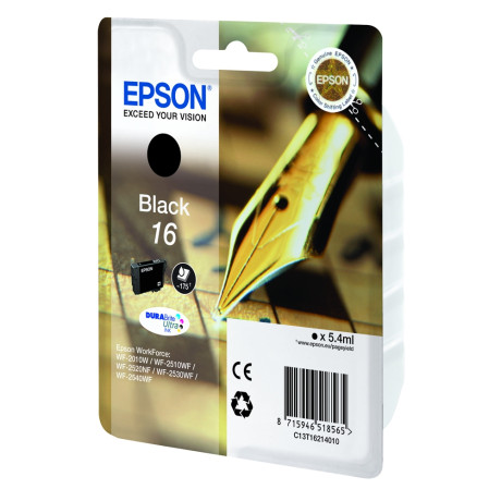 Epson Μελάνι Inkjet No.16 Black (C13t16214012) (Epst162140)