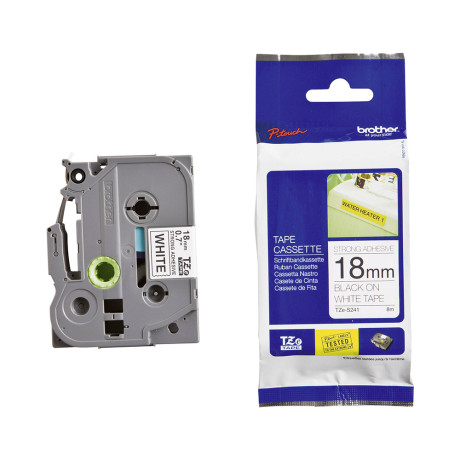 Brother tze-S241 Labelling Tape Cassette – Black on White Strong Adhesive, 18mm Wide (Tzes241) (Brotzes241)