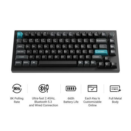 Keychron q1 Ultra (Q1u-m4) zmk rgb 8k Wireless Custom Mechanical Keyboard-Banana Switch 75% us