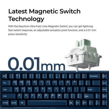 Keychron q16 he (Q16hw-j1) qmk Ceramic Custom Hall Effect  Keyboard rgb Lime Switch 65% us Blue