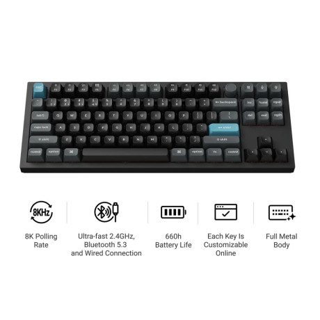 Keychron q3 Ultra (Q3u-m1) zmk rgb 8k Wireless Custom Mechanical Keyboard-red Switch 80% us