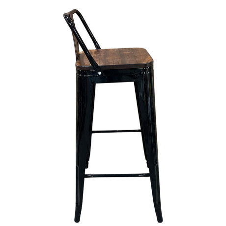 Σκαμπό Bar ArteLibre Βιομηχανικού Τύπου Vintage MOLERO II Μαύρο/Καφέ Μέταλλο/Ξύλο 44x44x94cm