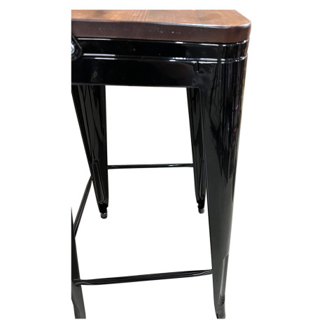 Σκαμπό Bar ArteLibre Βιομηχανικού Τύπου Vintage MOLERO II Μαύρο/Καφέ Μέταλλο/Ξύλο 44x44x94cm