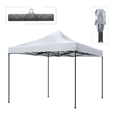 Κιόσκι - Gazebo Bari Megapap Πτυσσόμενο Μεταλλικός Σκελετός - Αδιάβροχο Ύφασμα Χρώμα Λευκό 3x3x3,10m.