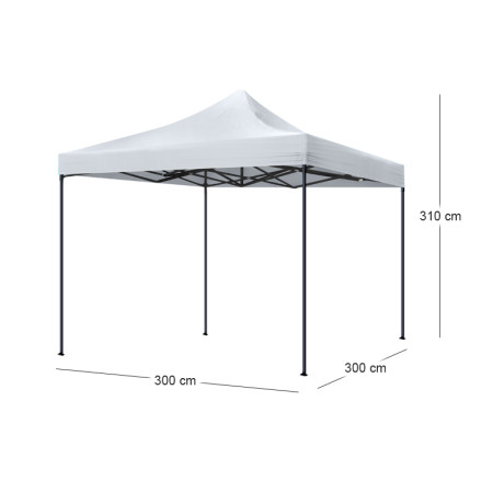 Κιόσκι - Gazebo Bari Megapap Πτυσσόμενο Μεταλλικός Σκελετός - Αδιάβροχο Ύφασμα Χρώμα Λευκό 3x3x3,10m.