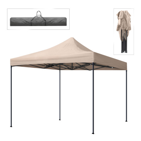 Κιόσκι - Gazebo Bari Megapap Πτυσσόμενο Μεταλλικός Σκελετός - Αδιάβροχο Ύφασμα Χρώμα της Άμμου 3x3x3,10m.