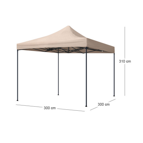 Κιόσκι - Gazebo Bari Megapap Πτυσσόμενο Μεταλλικός Σκελετός - Αδιάβροχο Ύφασμα Χρώμα της Άμμου 3x3x3,10m.