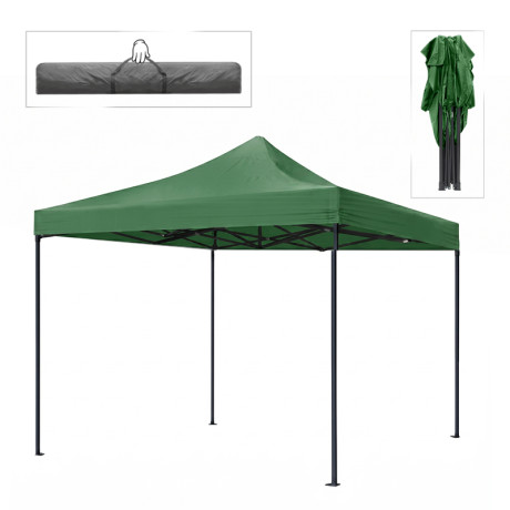 Κιόσκι - Gazebo Bari Megapap Πτυσσόμενο Μεταλλικός Σκελετός - Αδιάβροχο Ύφασμα Χρώμα Πράσινο 3x3x3,10m.