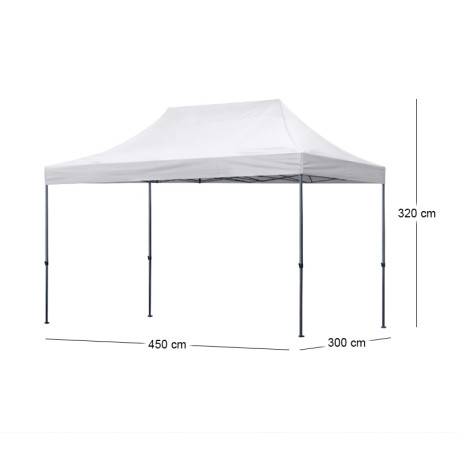 Κιόσκι - Gazebo Bari Megapap Πτυσσόμενο Μεταλλικός Σκελετός - Αδιάβροχο Ύφασμα Χρώμα Λευκό 3x4,5x3,20m.