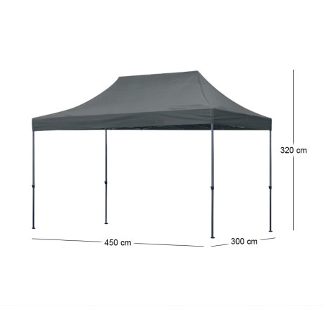 Κιόσκι - Gazebo Bari Megapap Πτυσσόμενο Μεταλλικός Σκελετός - Αδιάβροχο Ύφασμα Χρώμα Γκρι 3x4,5x3,20m.