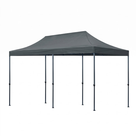Κιόσκι - Gazebo Bari Megapap Πτυσσόμενο Μεταλλικός Σκελετός - Αδιάβροχο Ύφασμα Χρώμα Γκρι 3x6x3,27m.