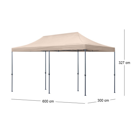 Κιόσκι - Gazebo Bari Megapap Πτυσσόμενο Μεταλλικός Σκελετός - Αδιάβροχο Ύφασμα Χρώμα της Άμμου 3x6x3,27m.