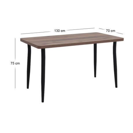 Τραπέζι Levico Megapap mdf - Μεταλλικό Χρώμα Καπνιστή Καρυδιά 130x70x75εκ.