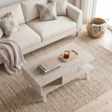 Τραπεζάκι Σαλονιού Andros Megapap Χρώμα Travertine 90x54x39,6εκ.
