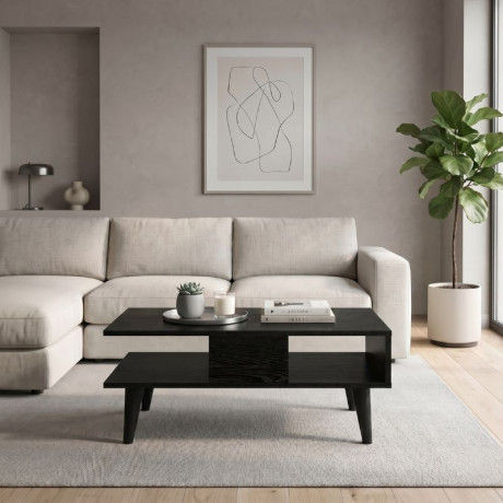 Τραπεζάκι Σαλονιού Andros Megapap Χρώμα Sencron Black 90x54x39,6εκ.