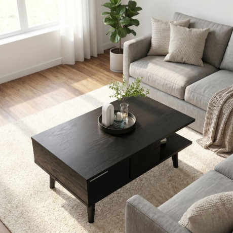 Τραπεζάκι Σαλονιού Andros Megapap Χρώμα Sencron Black 90x54x39,6εκ.