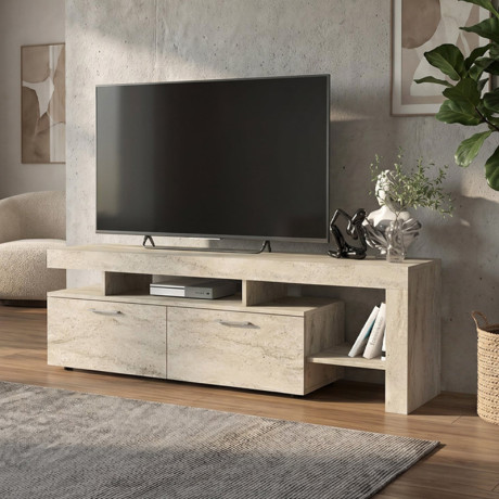 Έπιπλο Τηλεόρασης Acnes Megapap Χρώμα Travertine 160x40x53εκ.