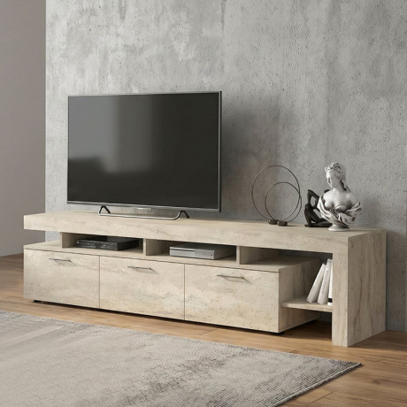 Έπιπλο Τηλεόρασης Acnes Megapap Χρώμα Travertine 220x40x52εκ.